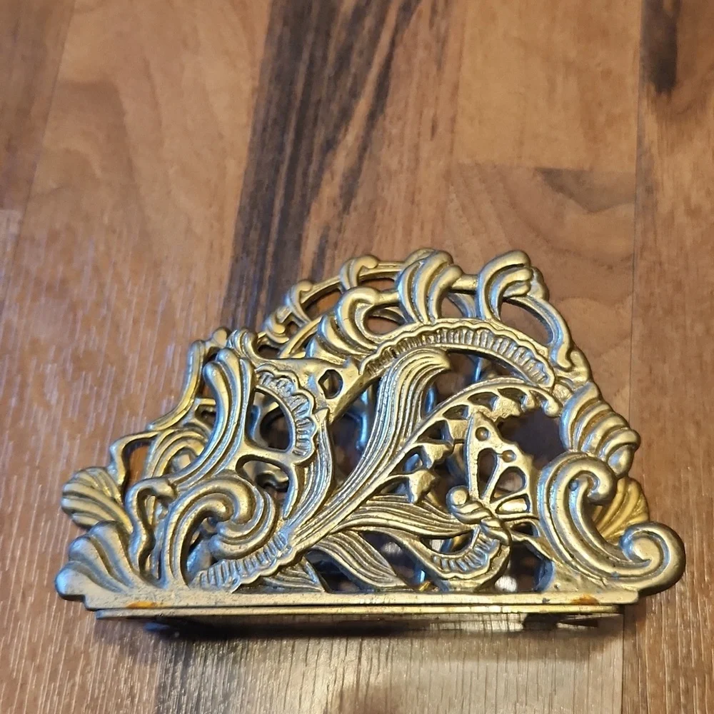 Vintage Brass Art Nouveau Style Napkin Holder